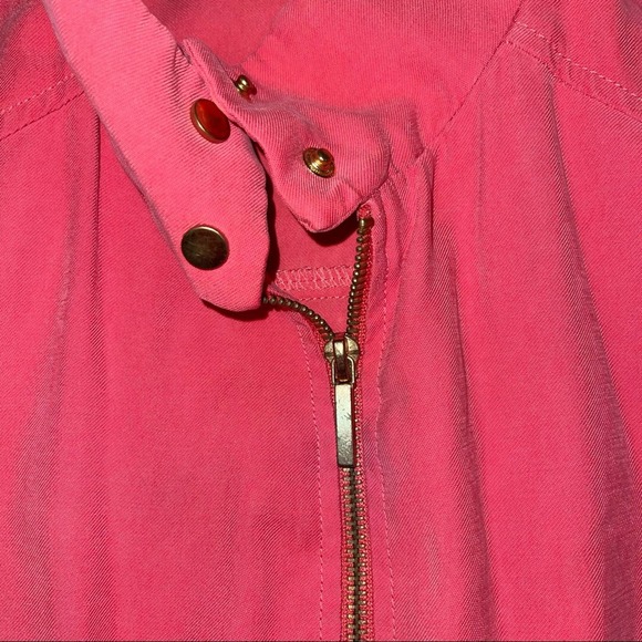 Zara Basic Pink Salmon Solid Zip Cargo Pocket Lightweight Utility Jacket Small - Picture 7 of 15